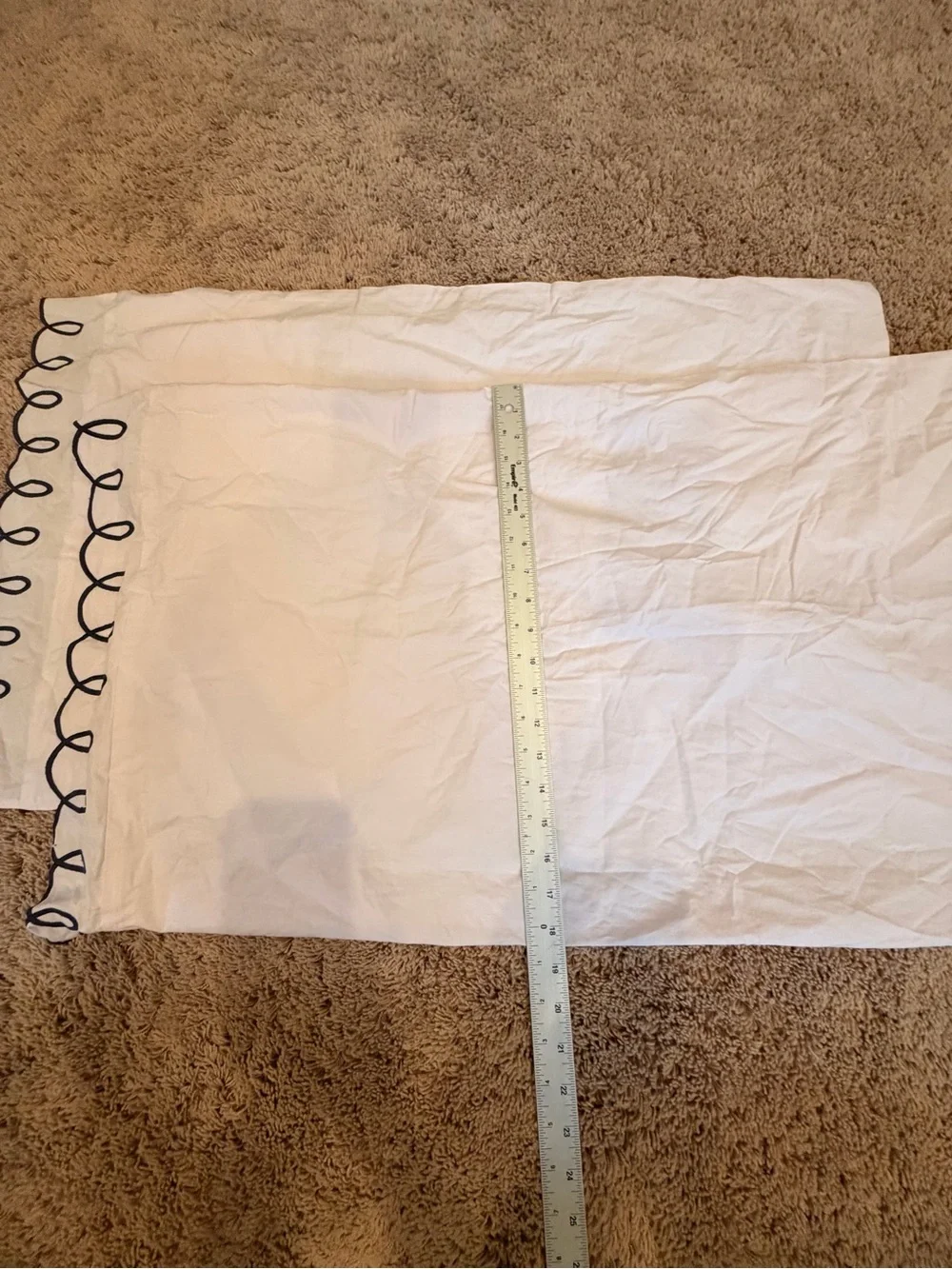 New set of 2 Anthropologie looped standard pillow cases lavender navy embroidery